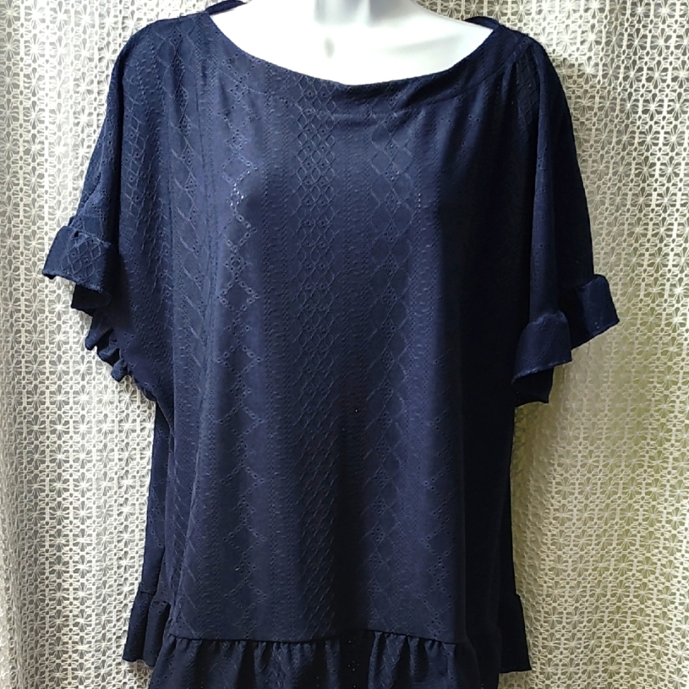 Counterparts Blue Flutter Sleeve Blouse